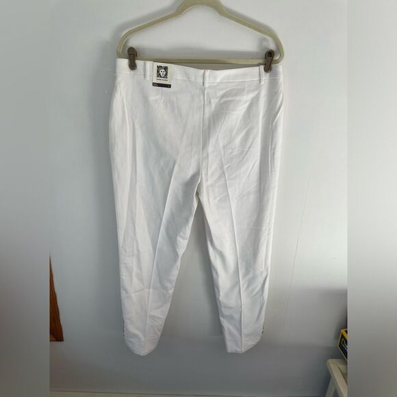 Anne Klein size 12 white dress pants slim regular with silver button detail - Picture 7 of 10